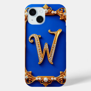 Elegant Golden W Monogram Decorated With Pearls  iPhone 15 Case