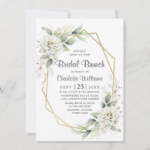 Elegant Golden Watercolor Greenery Bridal Brunch Invitation