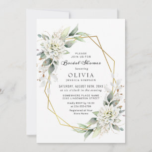 Elegant Golden Watercolor Greenery Bridal Shower Invitation