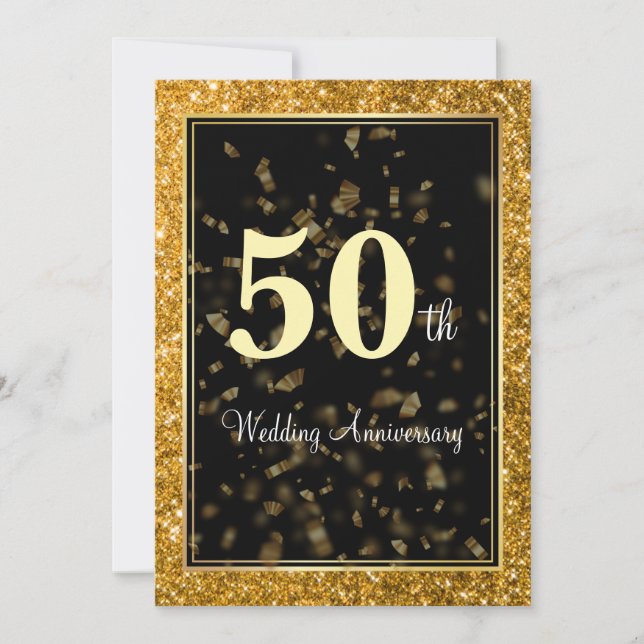 Elegant Golden Wedding 50th Anniversary  Invitation (Front)