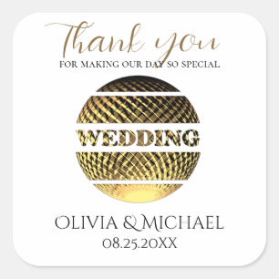 Elegant Golden Wedding thank you  Sticker