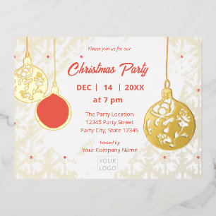 Elegant Goldfoil Modern Festive Corporate Holiday Foil Invitation Postcard
