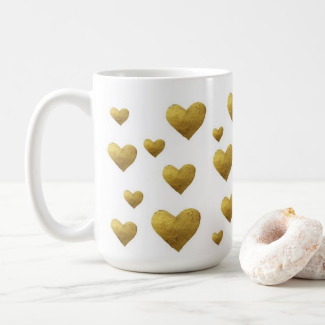 Elegant Goldheart Coffee Mug (With Donut)