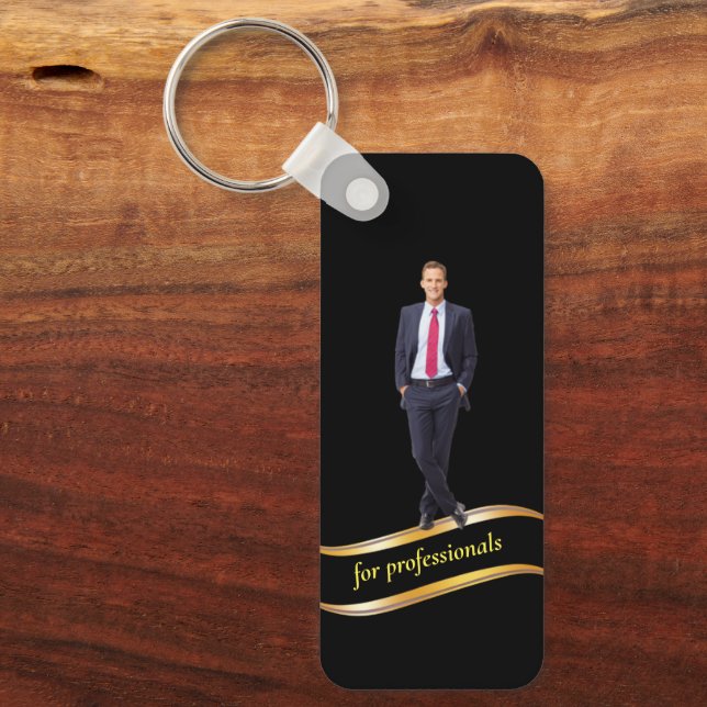 Elegant GoldPromotional Personalised Business Man  Key Ring (Front)