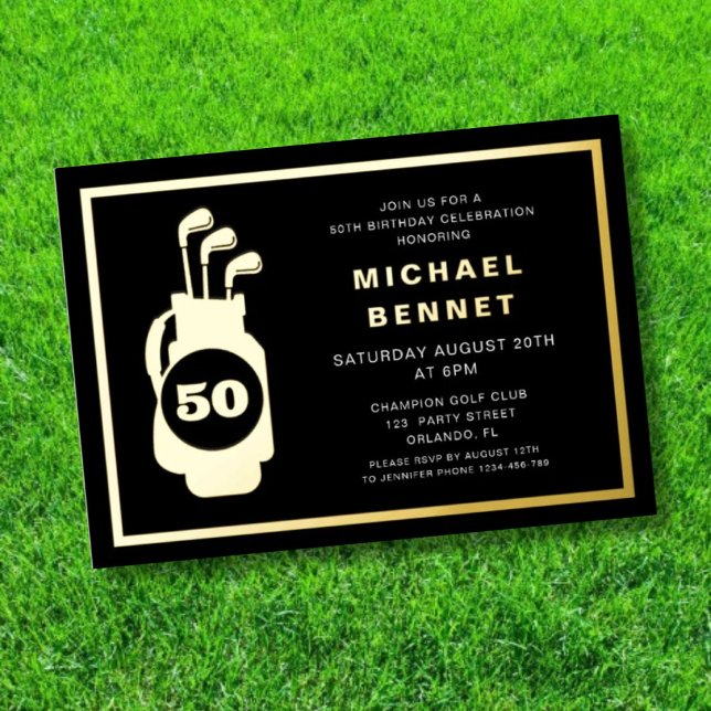 Elegant Golf 50th Birthday (Elegant Golf 50th Birthday Foil Invitation)