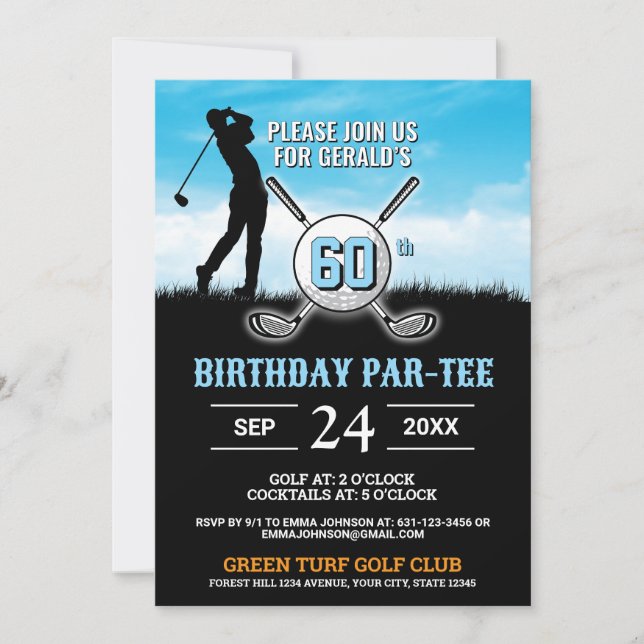 Elegant Golf Birthday Design Invitation (Front)
