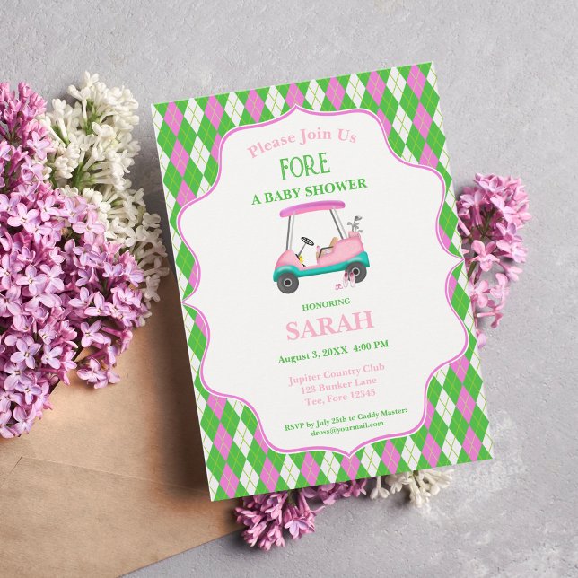 Elegant Golf Cart Ready For Baby Shower Invitation (Creator Uploaded)