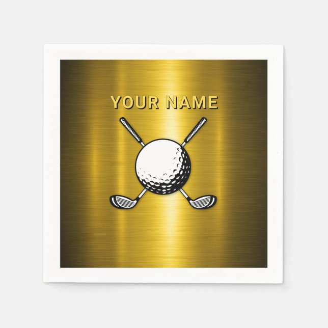 Elegant Golf Custom Name Design Napkin (Front)