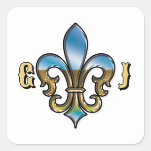 Elegant Golf Fleur De Lis Design Square Sticker