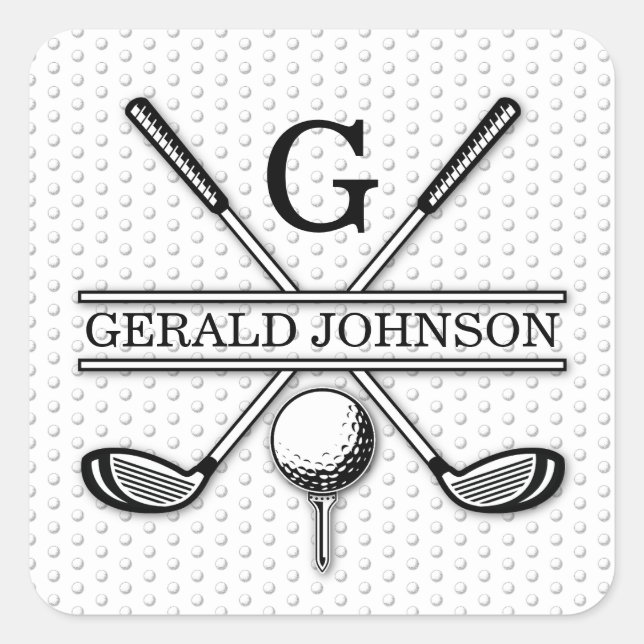 Elegant Golf Monogr... Square Sticker (Front)