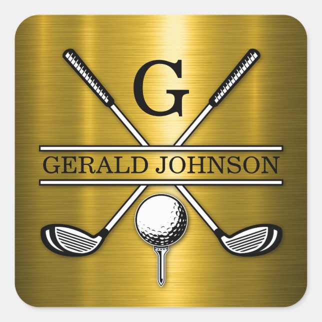 Elegant Golf Monogr... Square Sticker (Front)