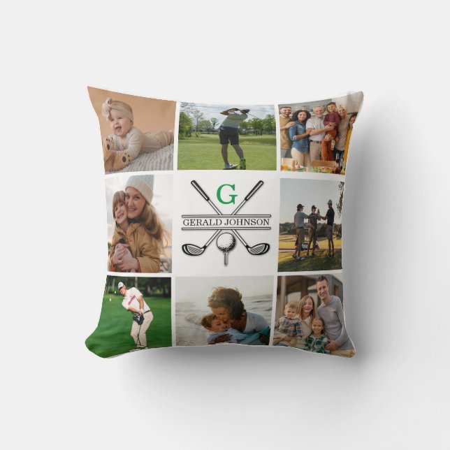 Elegant Golf Monogram Collage Design Cushion (Front)