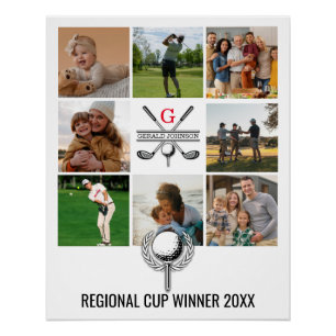 Elegant Golf Monogram Collage Design Poster