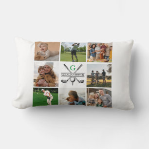 Elegant Golf Monogram Collage Design Throw Pillow