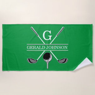 Elegant Golf Monogram Design Beach Towel