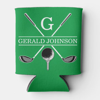 Elegant Golf Monogram Design Can Cooler