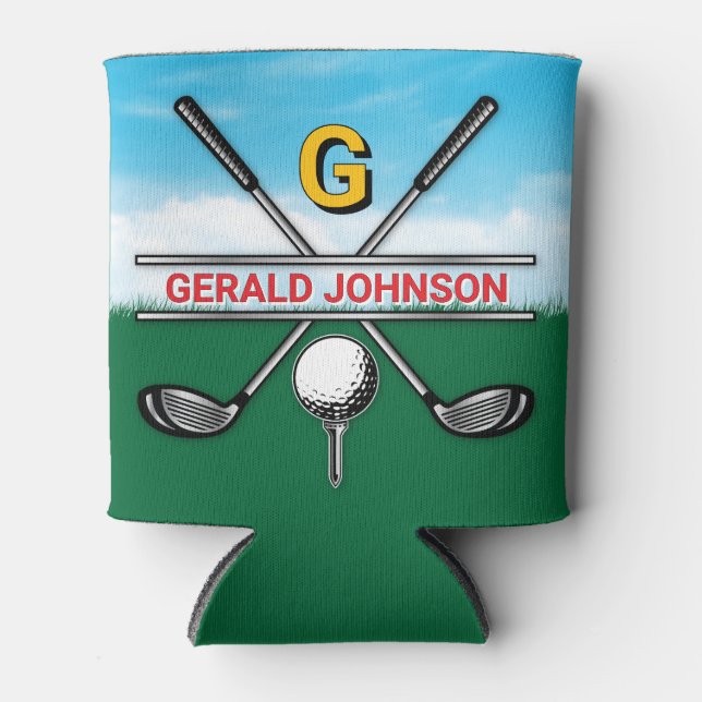 Elegant Golf Monogram Design Can Cooler (Front)
