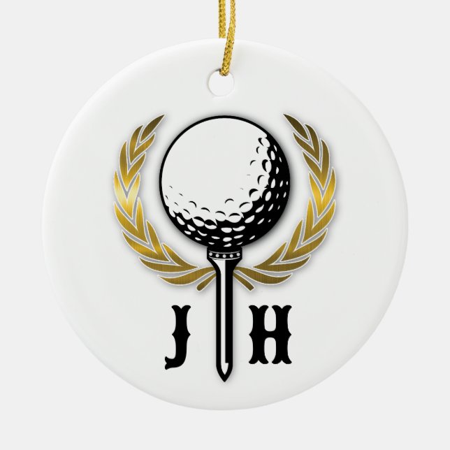 Elegant Golf Monogram Design Ceramic Tree Decoration (Front)