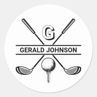 Elegant Golf Monogram Design Classic Round Sticker