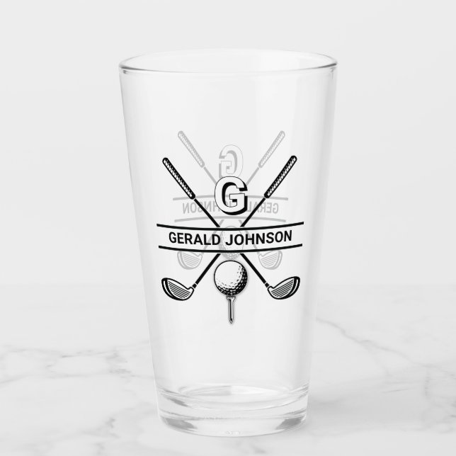 Elegant Golf Monogram Design Glass (Front)