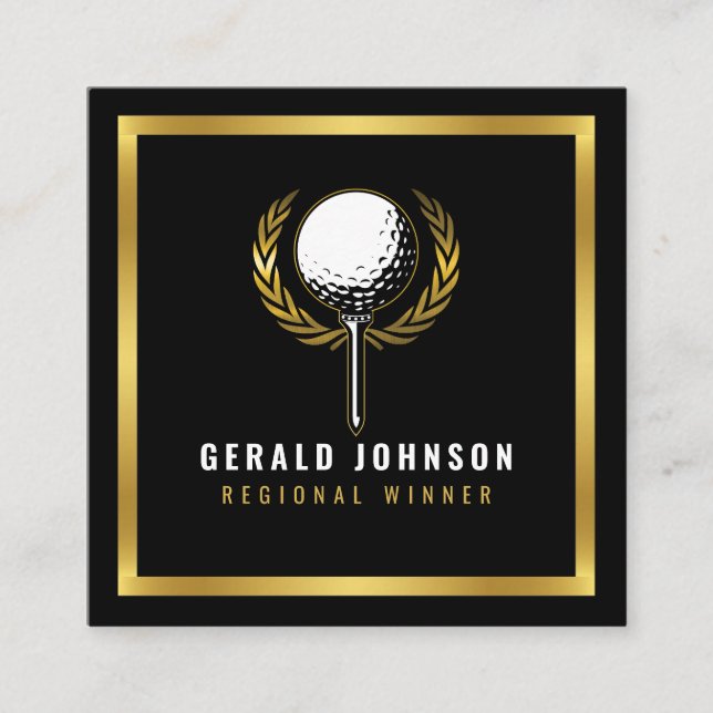Elegant Golf Monogram Design Square Business Car Square Business Card (Front)