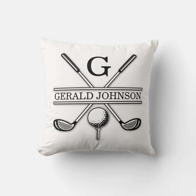 Elegant Golf Monogram Design Throw Pillow (Front)