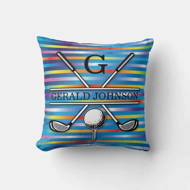 Elegant Golf Monogram Design Throw Pillow (Front)