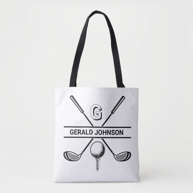 Elegant Golf Monogram Design Tote Bag (Front)