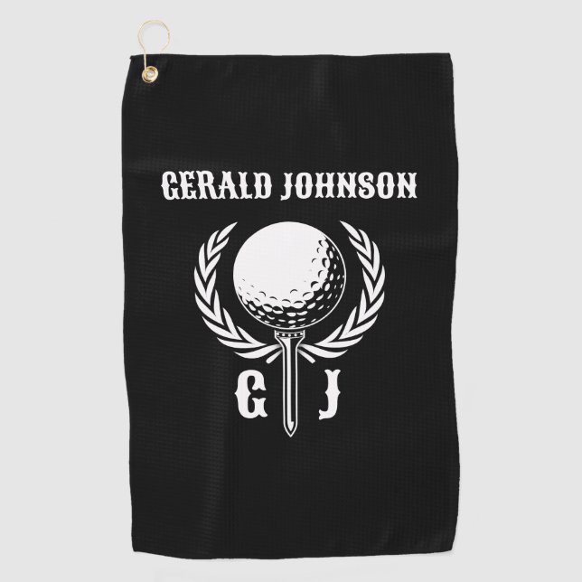 Elegant Golf Monogram Design with Wreath Towel (Front)