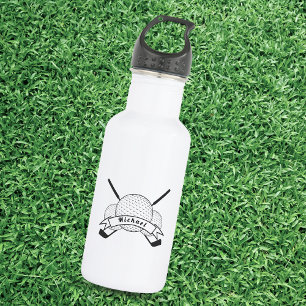 Elegant Golf Theme Design & Player's Name Golfer 532 Ml Water Bottle