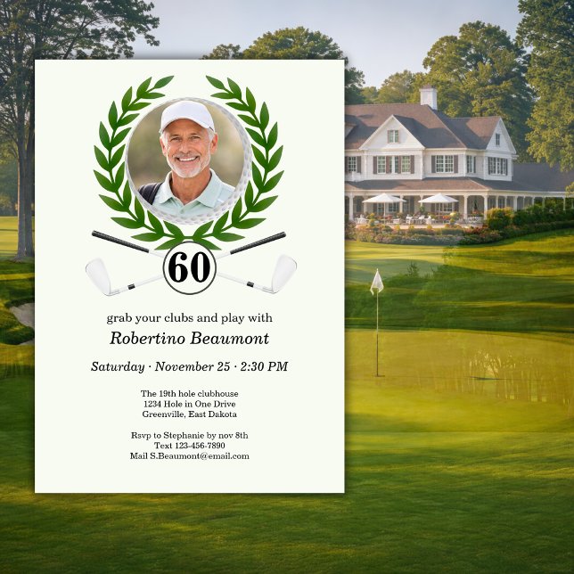 Elegant Golf Theme Player Experience 60th birthday Invitation (Creator Uploaded)