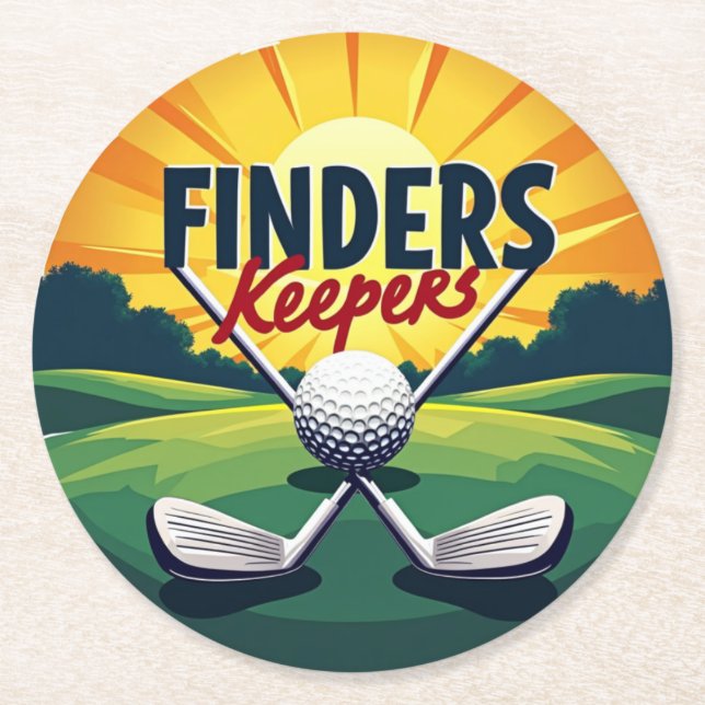 Elegant Golf Themed Artwork for Enthusiasts Round Paper Coaster (Front)