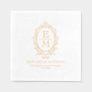 Elegant Golf Victorian Floral Frame Foil Napkins