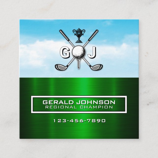 Elegant Golfer Business Card Design (Front)