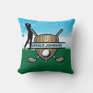 Elegant Golfer Custom Monogram Design Cushion