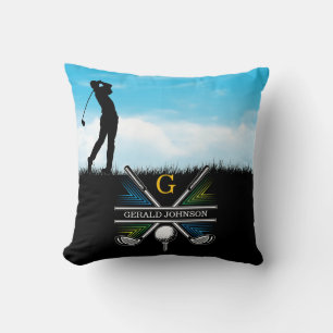 Elegant Golfer Custom Monogram Design Cushion