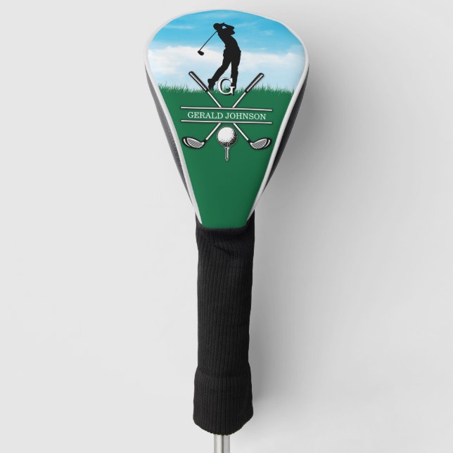 Elegant Golfer Custom Monogram Design Golf Head Cover (Front)