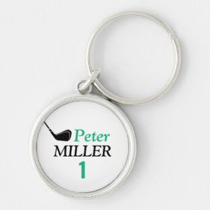 elegant golfer name key ring