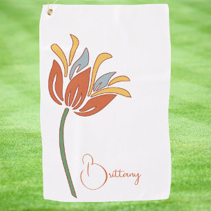 Elegant Golfer Trendy Chic Floral Monogrammed Golf Towel