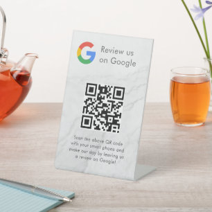 Elegant Google reviews qr code tabletop sign