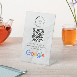 Elegant Google reviews qr code tabletop sign