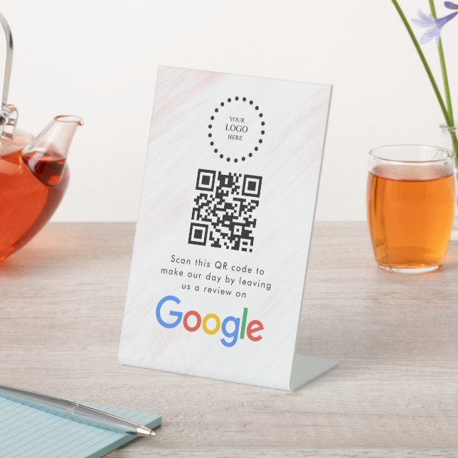 Elegant Google reviews qr code tabletop sign (In SItu)