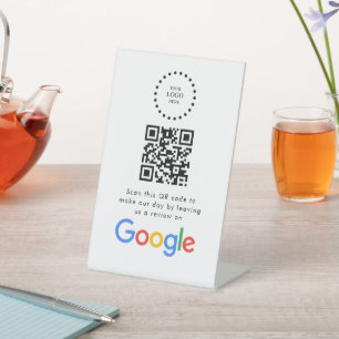 Elegant Google reviews qr code tabletop sign