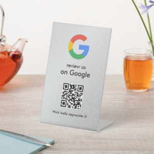 Elegant Google reviews qr code tabletop sign