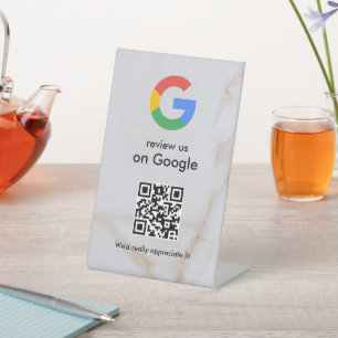Elegant Google reviews qr code tabletop sign