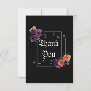 Elegant Goth Black Dark Floral Personalised Thank You Card