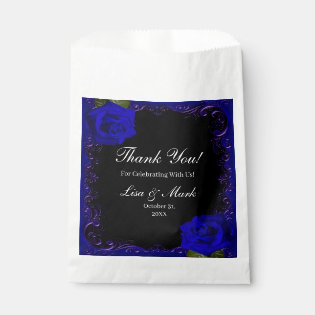 Elegant Goth Blue Roses Favour Bags (Front)