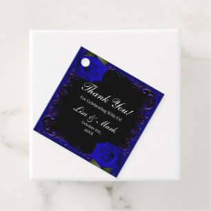 Elegant Goth Blue Roses Favour Tags