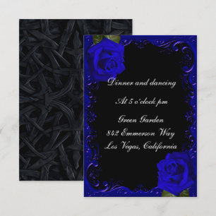 Elegant Goth Blue Roses Reception Card