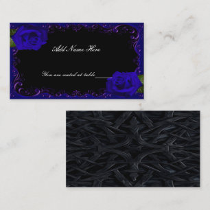 Elegant Goth Blue Roses Table Place Card